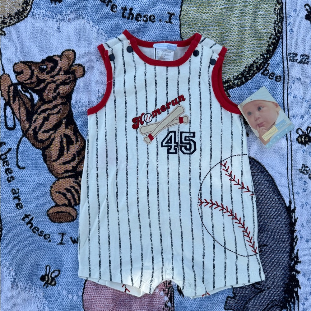 nwt baby boy vitamins baby Baseball-Themed Sleeveless Romper